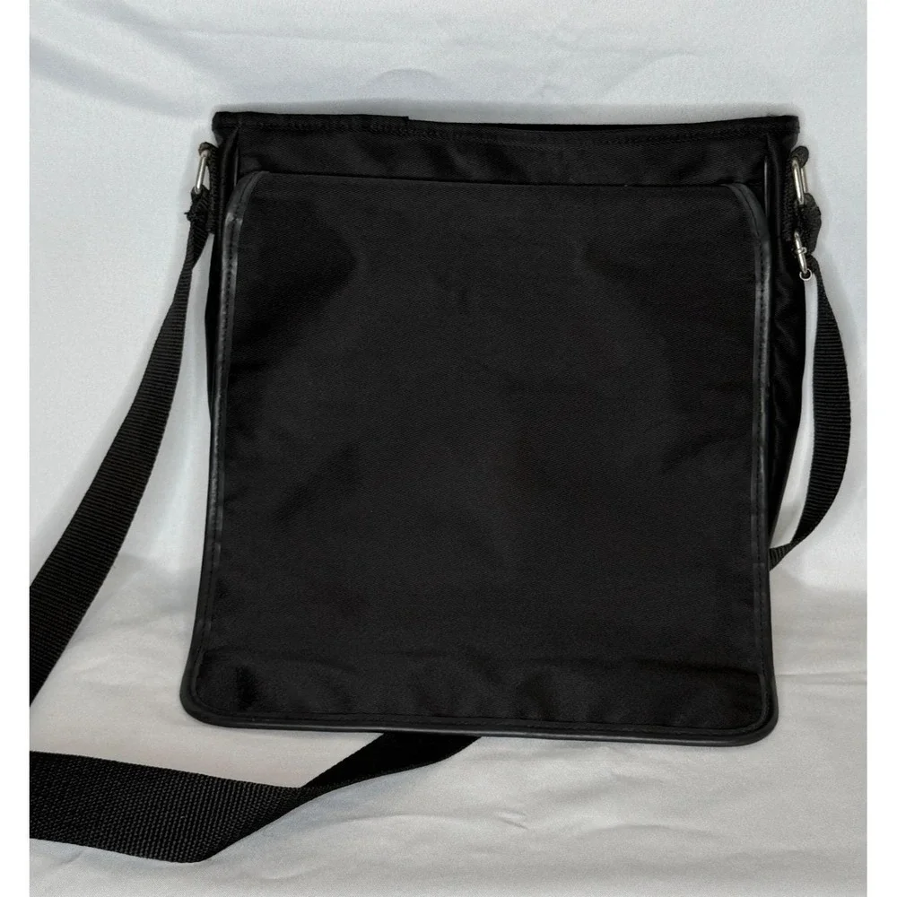 Vtg Polo Sport Ralph Lauren messenger‎ black bag nylon Y2K USA flag logo 11x11x2